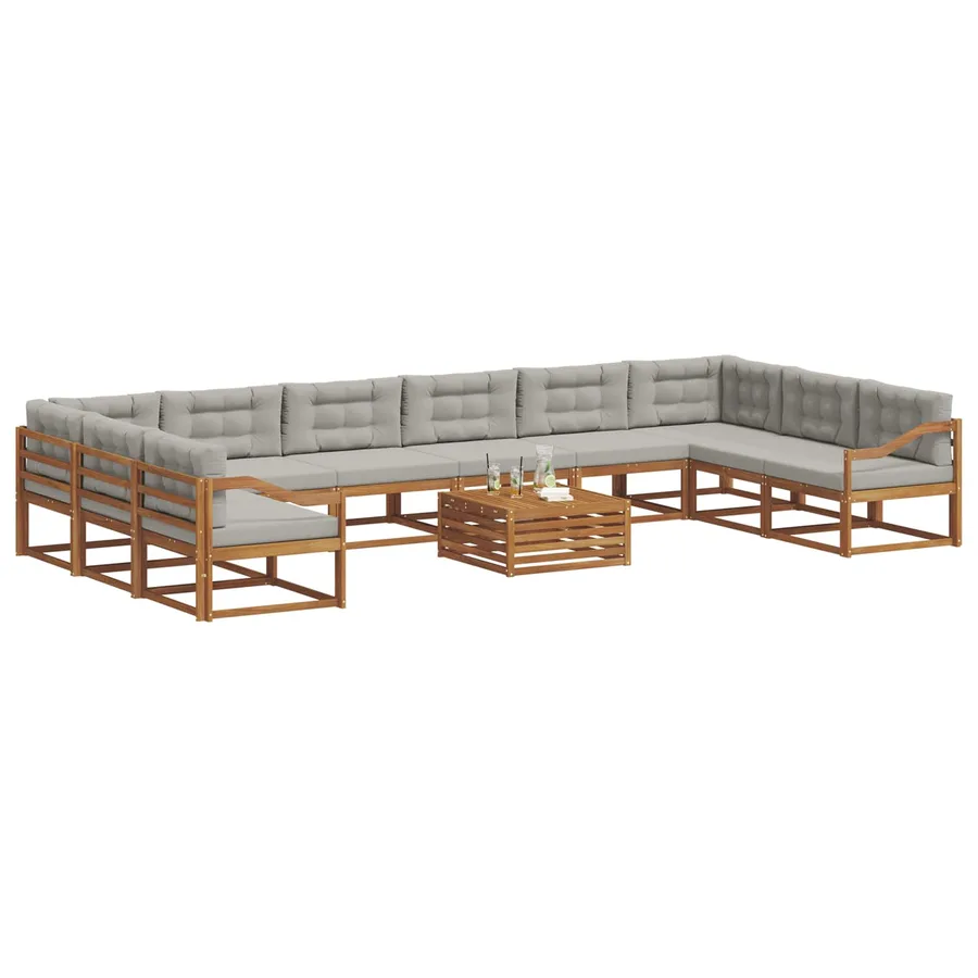 Ensemble de canapés d'extérieur 11 pcs Gris Naturel et Clair - 3