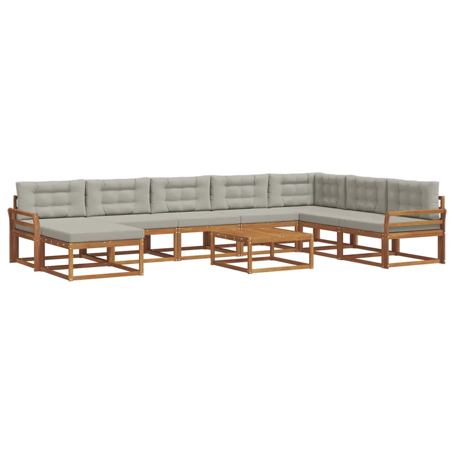 Ensemble de canapés d'extérieur 9 pcs Gris Naturel et Clair - 2