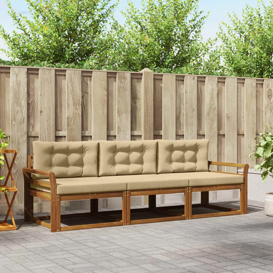 Ensemble de canapés d'extérieur 3 pcs Naturel et Beige