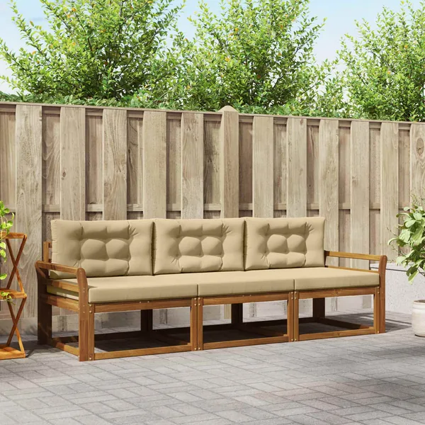 Ensemble de canapés d'extérieur 3 pcs Naturel et Beige