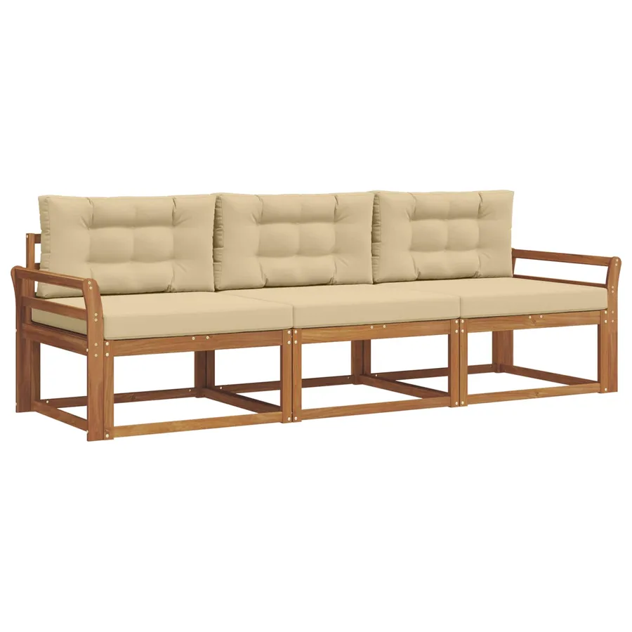 Ensemble de canapés d'extérieur 3 pcs Naturel et Beige - 2