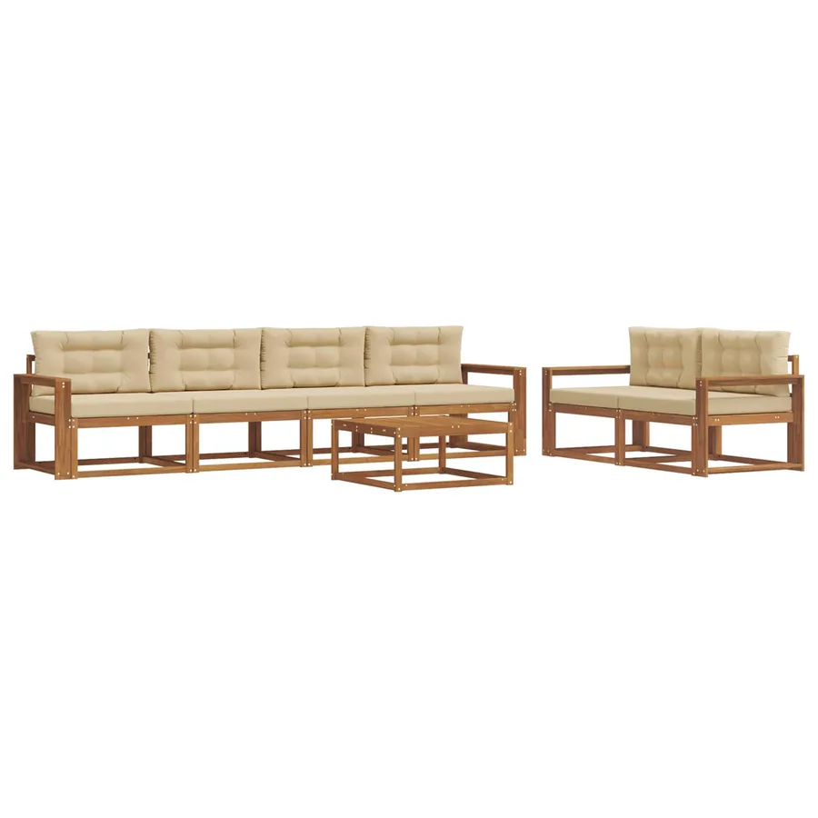Ensemble de canapés d'extérieur 7 pcs Naturel et Beige - 2