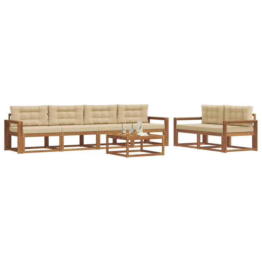 Ensemble de canapés d'extérieur 7 pcs Naturel et Beige - 3