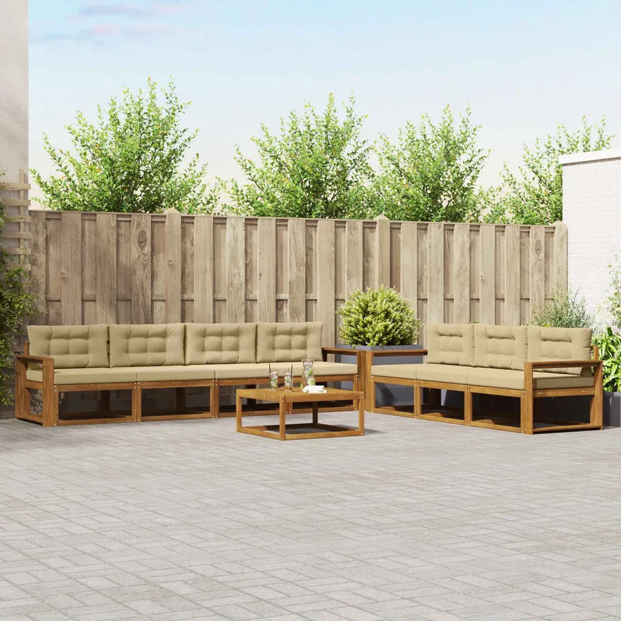 Ensemble de canapés d'extérieur 8 pcs Naturel et Beige