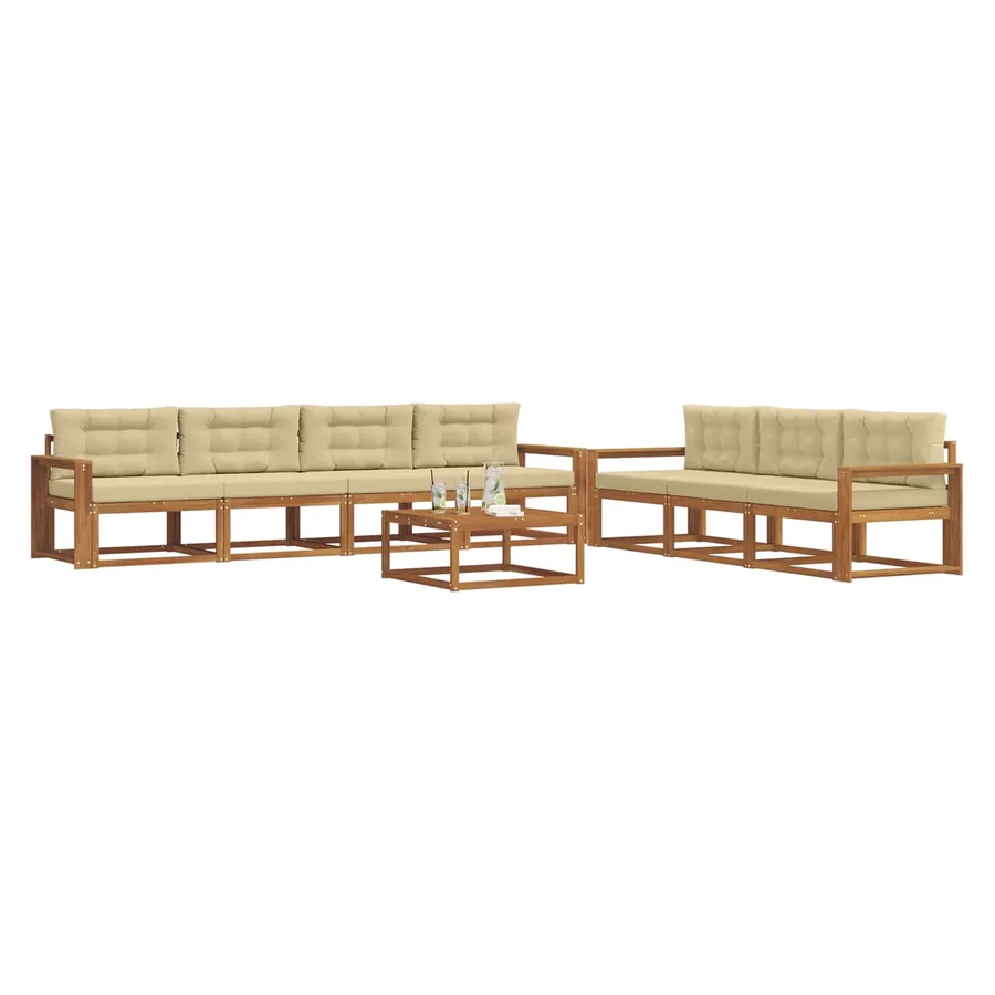 Ensemble de canapés d'extérieur 8 pcs Naturel et Beige - 3