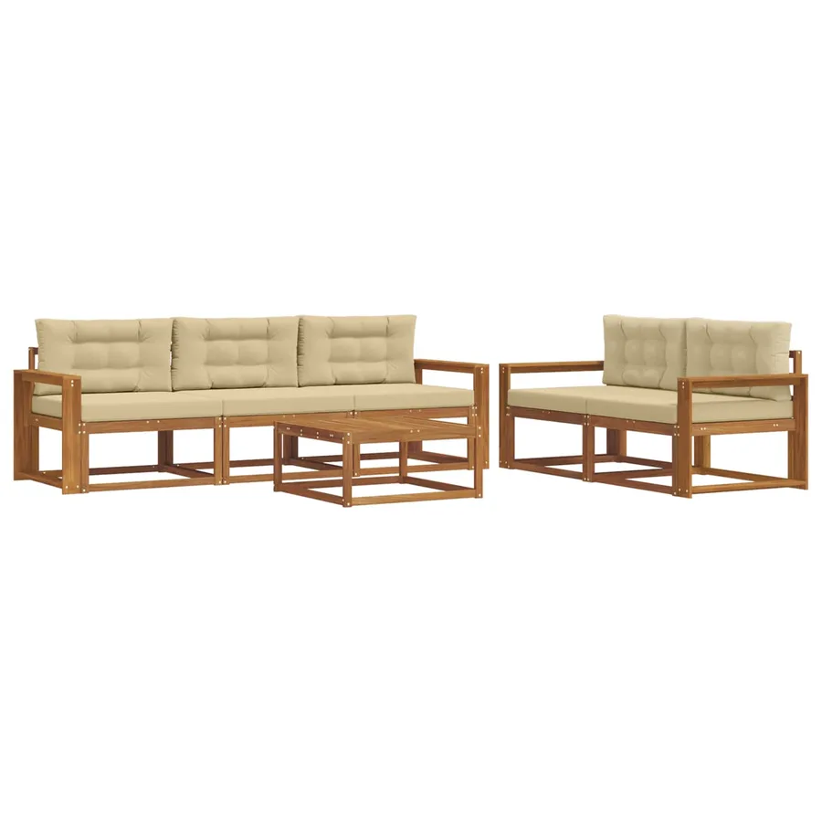Ensemble de canapés d'extérieur 6 pcs Naturel et Beige - 2