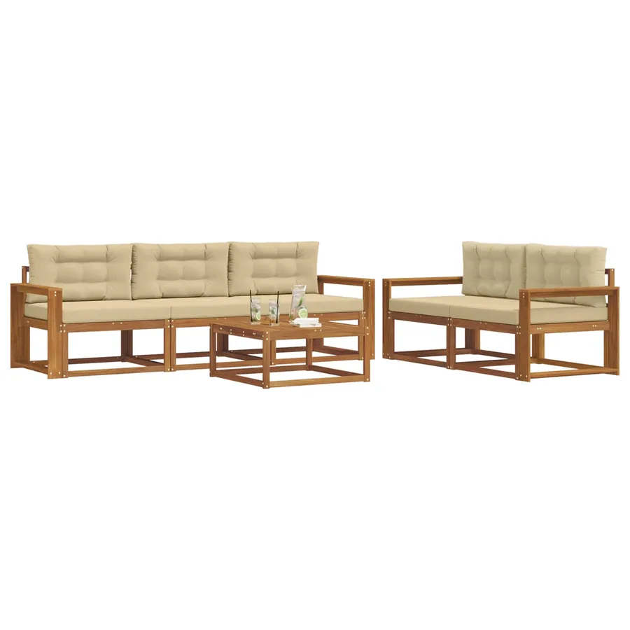 Ensemble de canapés d'extérieur 6 pcs Naturel et Beige - 3