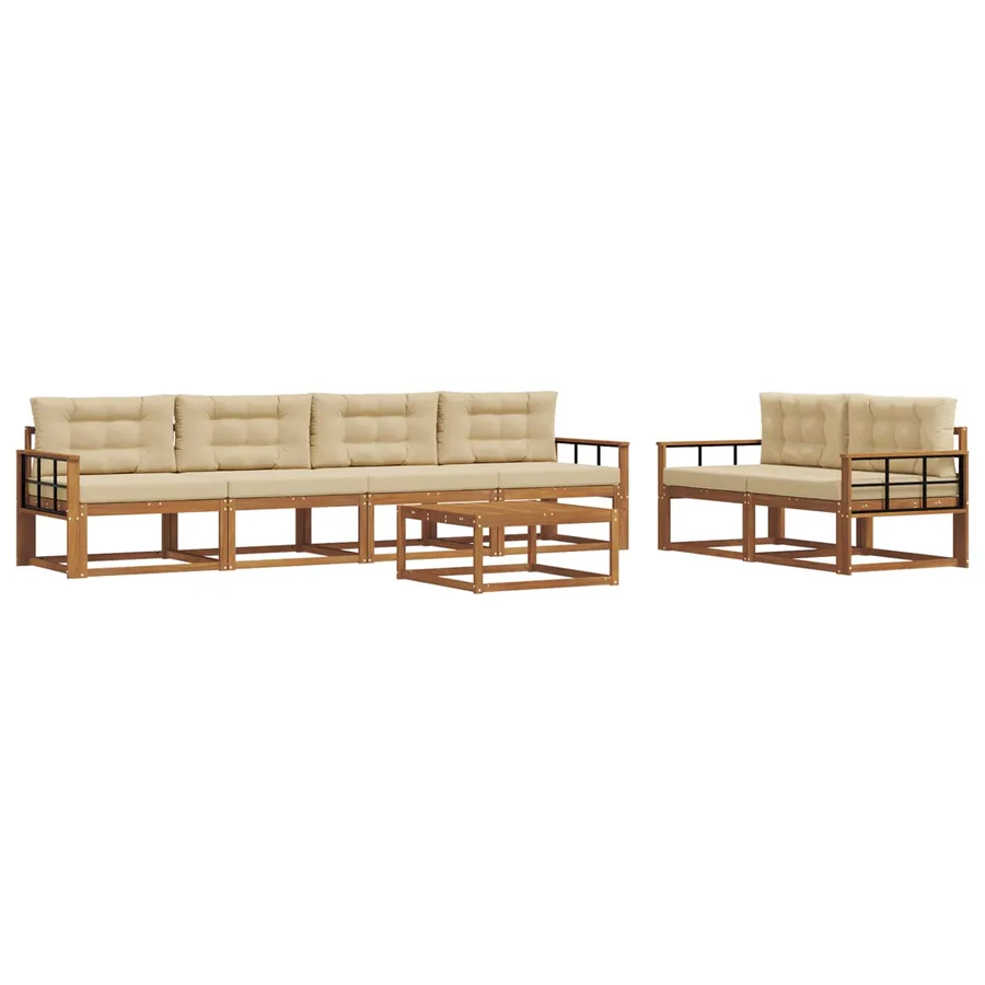 Ensemble de canapés d'extérieur 7 pcs Naturel et Beige - 2