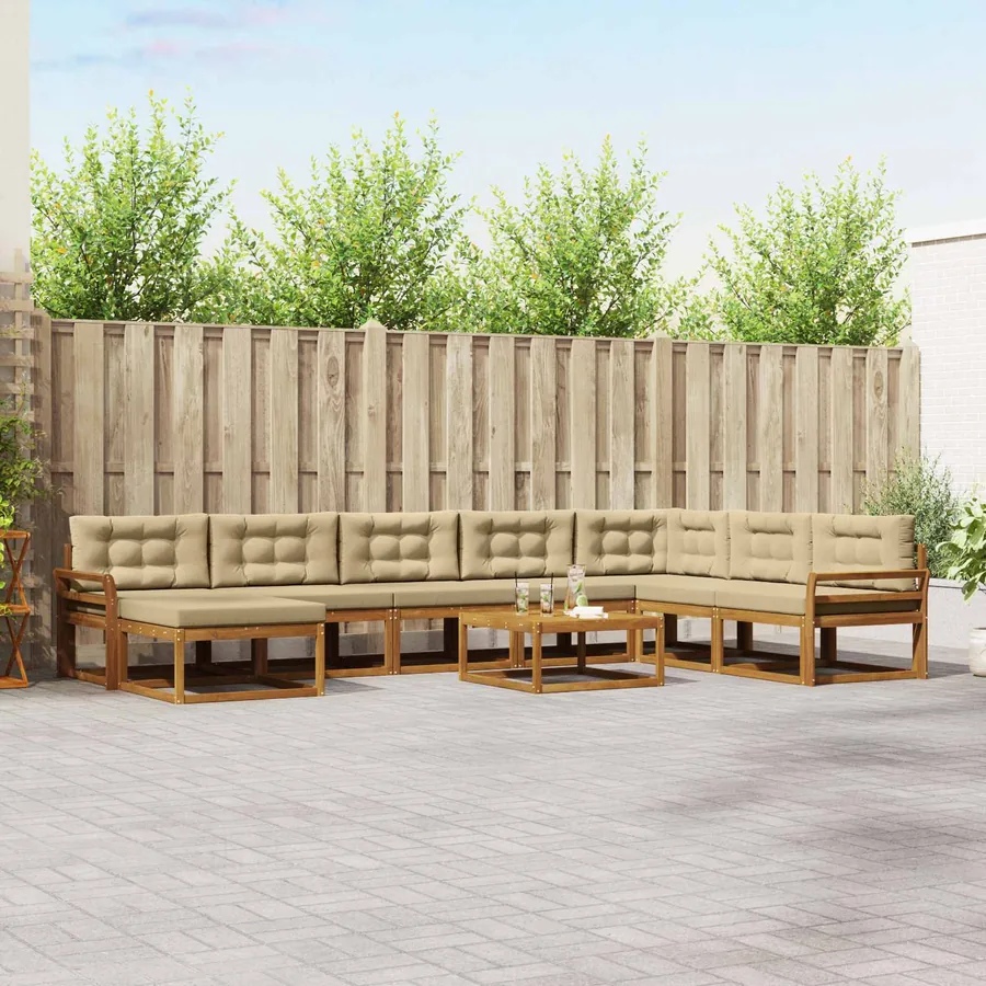 Ensemble de canapés d'extérieur 9 pcs Naturel et Beige