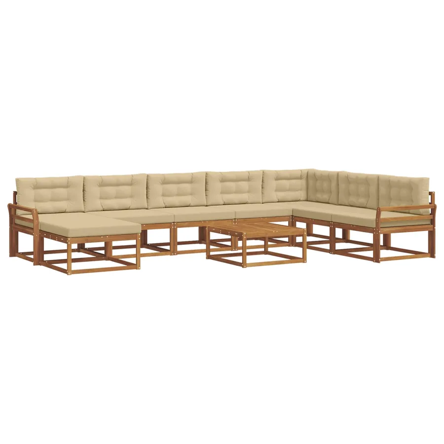 Ensemble de canapés d'extérieur 9 pcs Naturel et Beige - 2