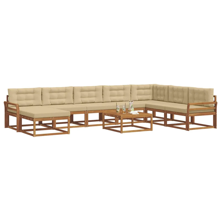 Ensemble de canapés d'extérieur 9 pcs Naturel et Beige - 3