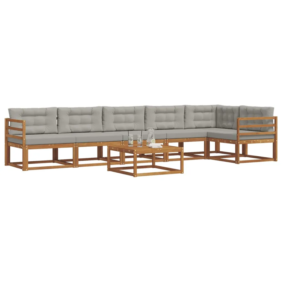 Ensemble de canapés d'extérieur 7 pcs Gris Naturel et Clair - 3