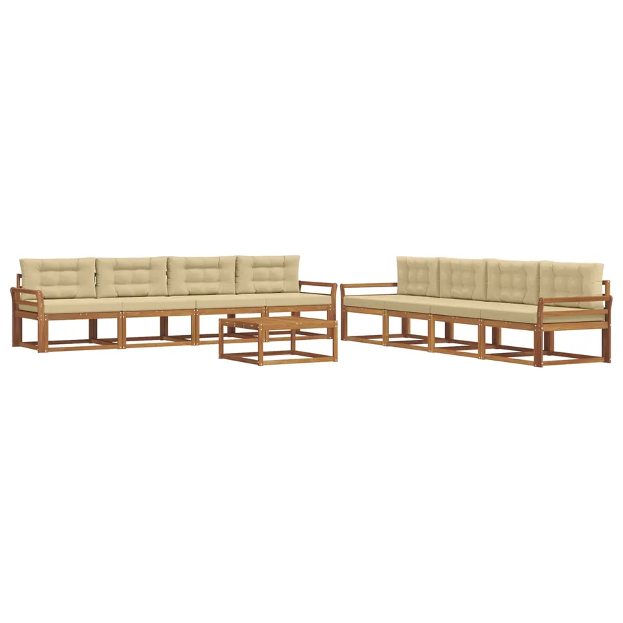 Ensemble de canapés d'extérieur 9 pcs Naturel et Beige - 2
