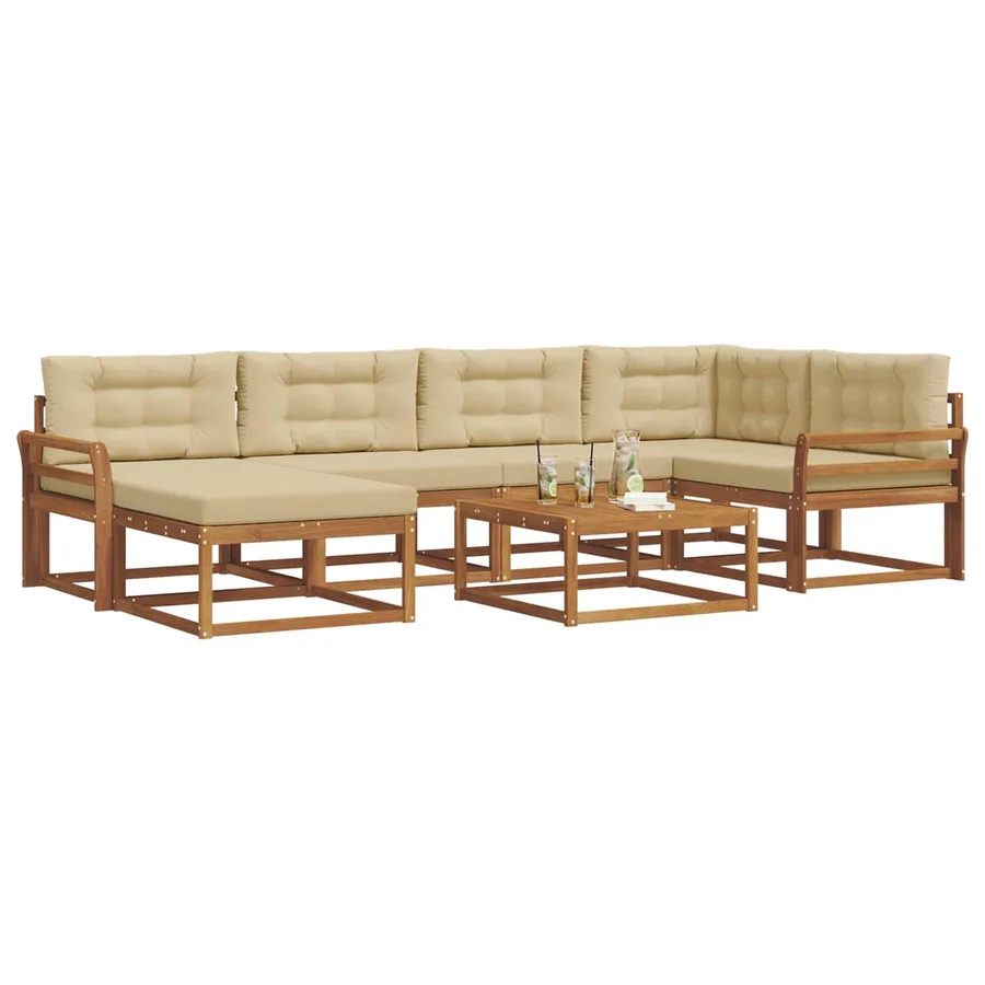 Ensemble de canapés d'extérieur 7 pcs Naturel et Beige - 3