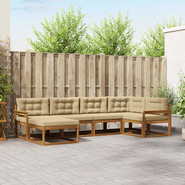 Ensemble de canapés d'extérieur 6 pcs Naturel et Beige