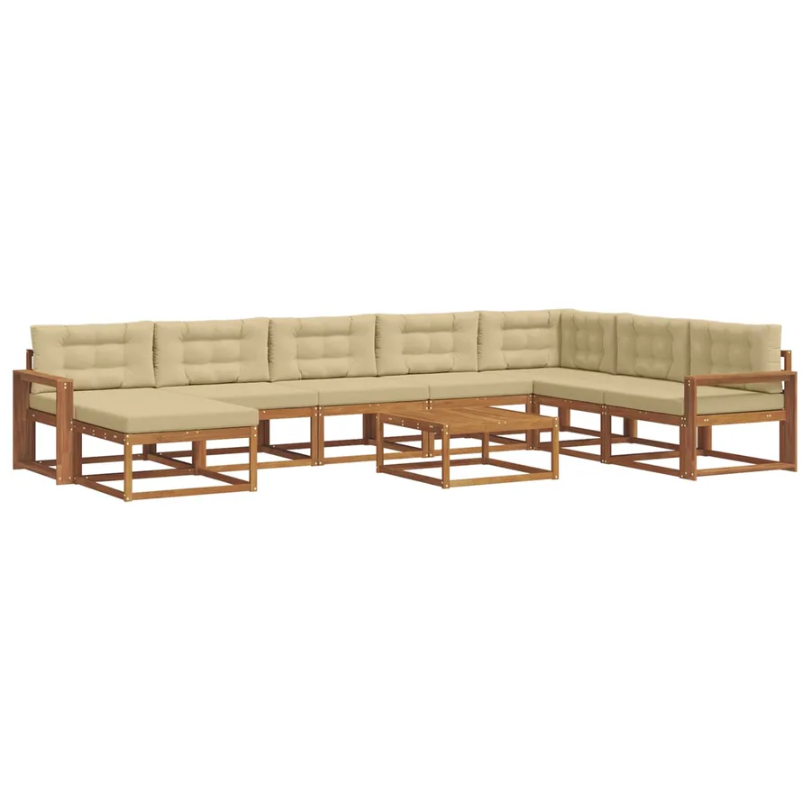 Ensemble de canapés d'extérieur 9 pcs Naturel et Beige - 2