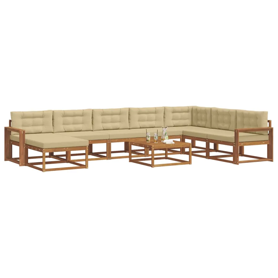 Ensemble de canapés d'extérieur 9 pcs Naturel et Beige - 3