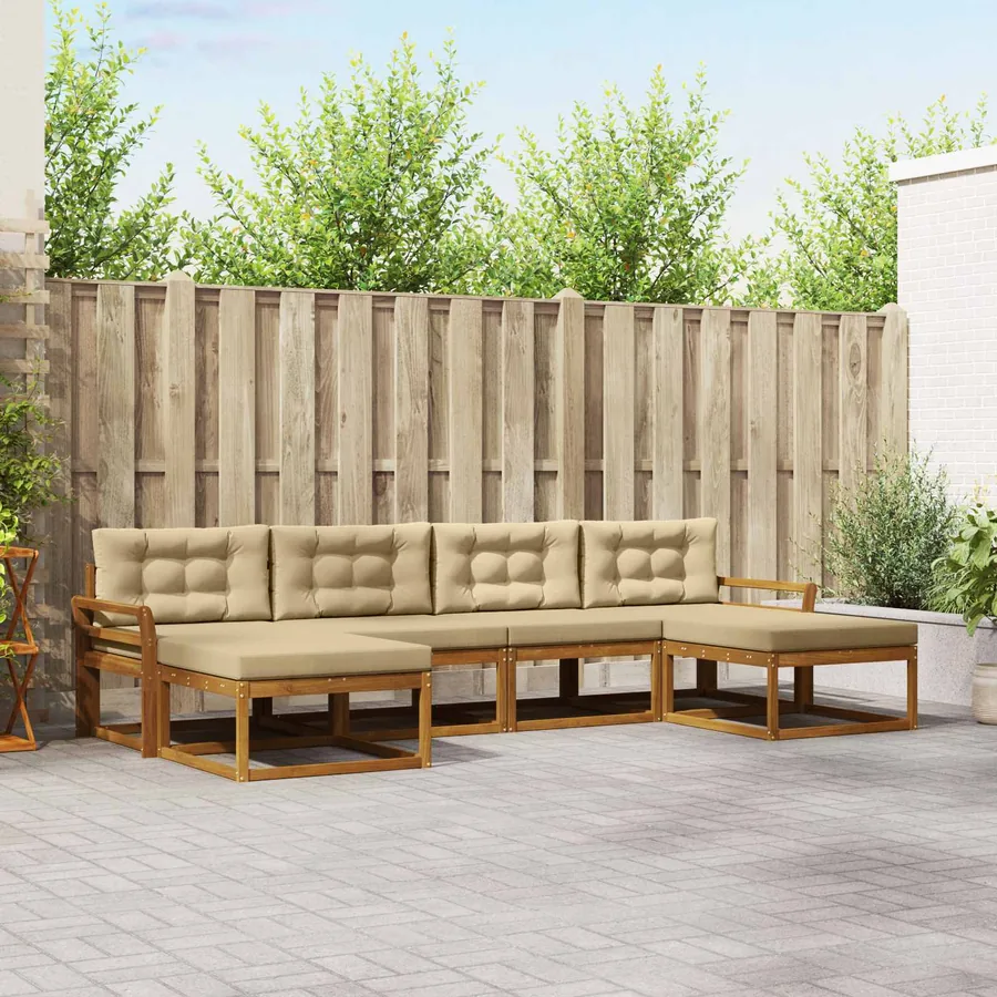 Ensemble de canapés d'extérieur 6 pcs Naturel et Beige