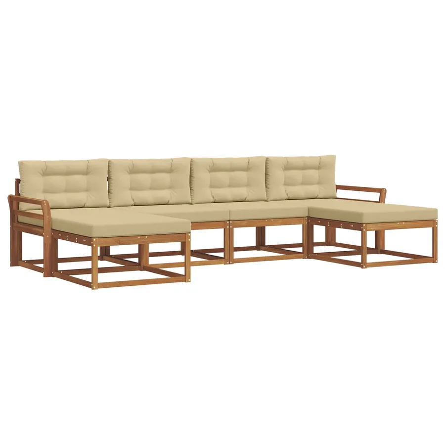 Ensemble de canapés d'extérieur 6 pcs Naturel et Beige - 2