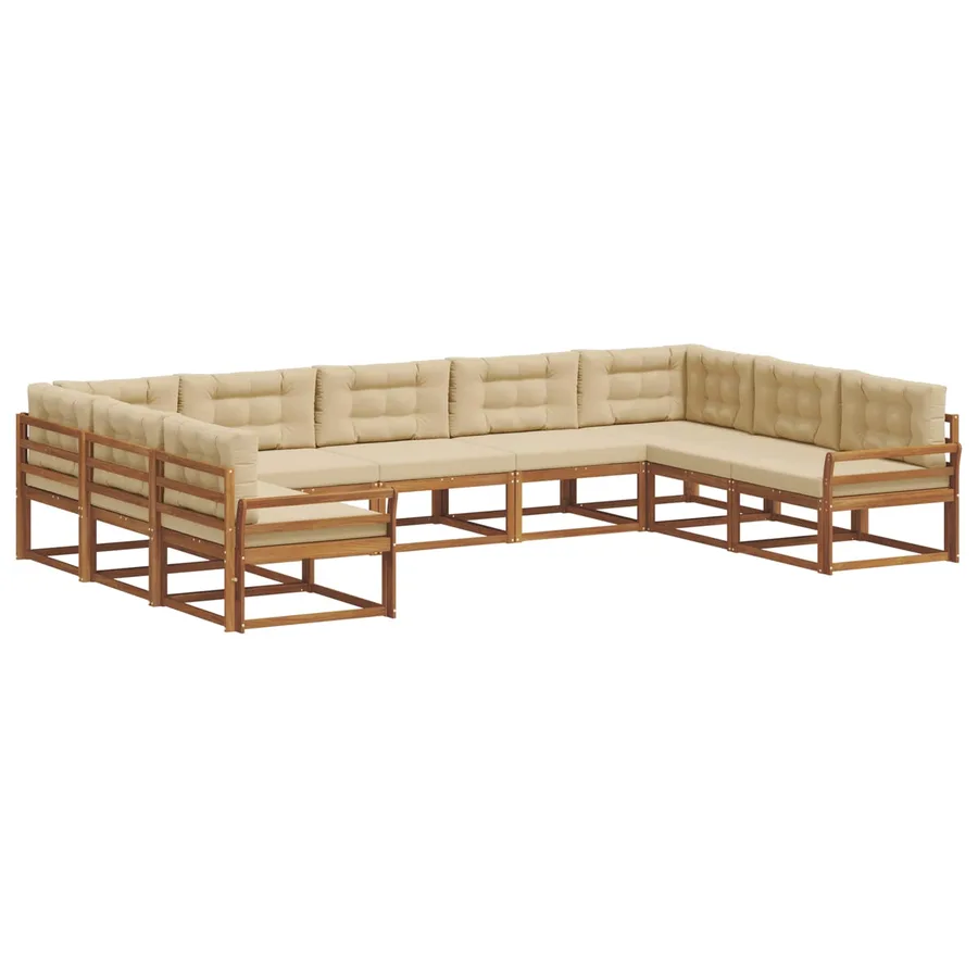 Ensemble de canapés d'extérieur 9 pcs Naturel et Beige - 2