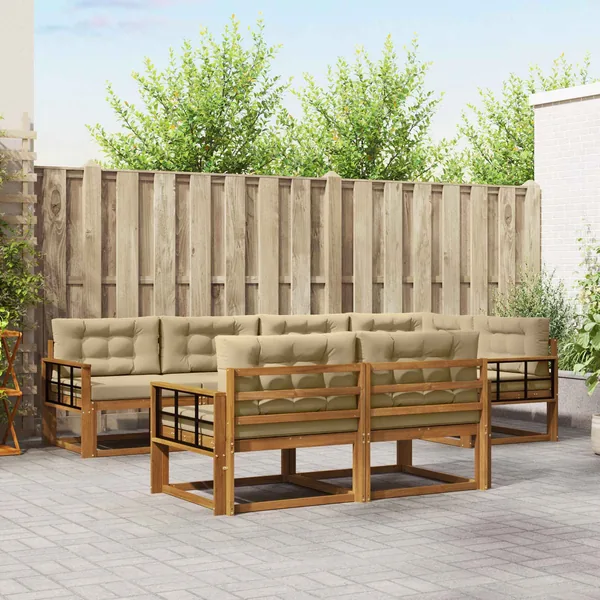 Ensemble de canapés d'extérieur 7 pcs Naturel et Beige