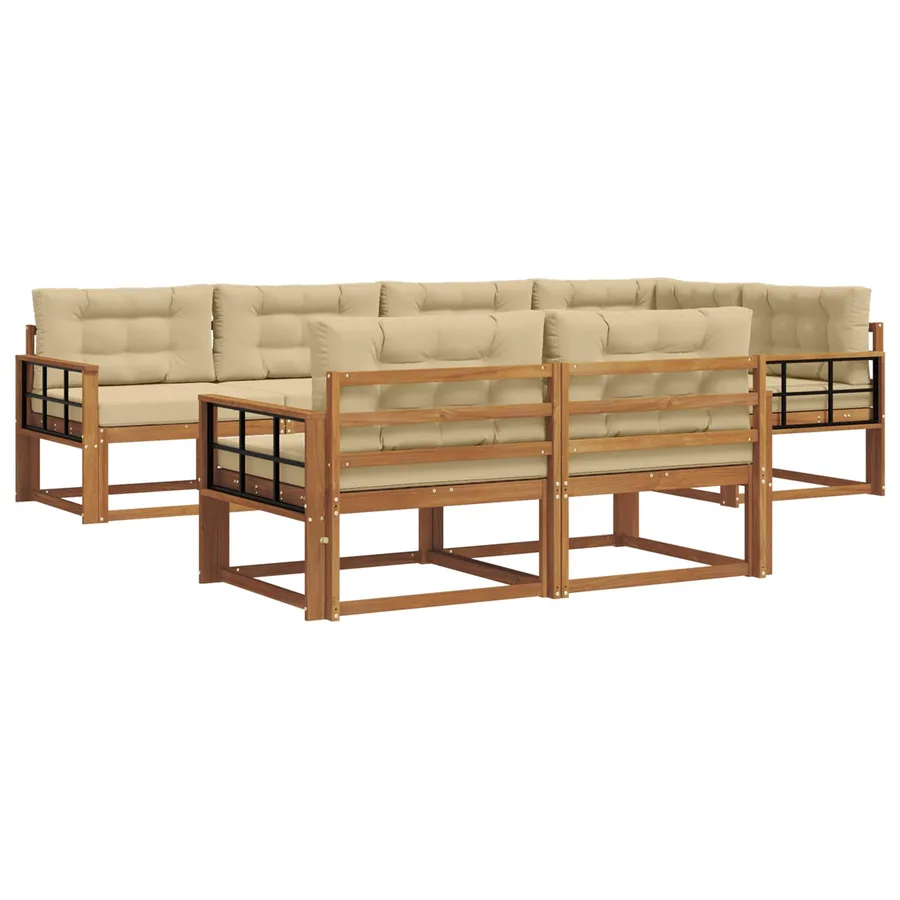 Ensemble de canapés d'extérieur 7 pcs Naturel et Beige - 2