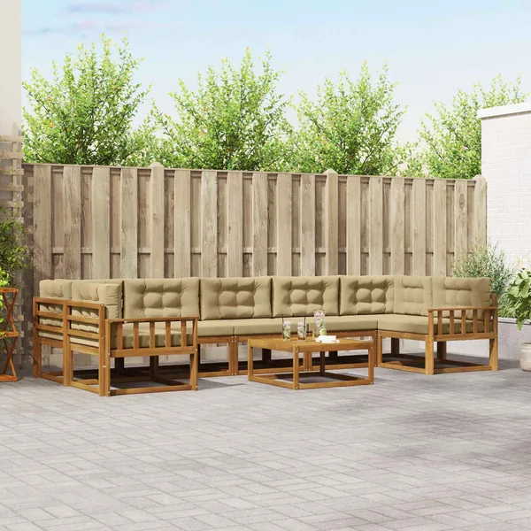 Ensemble de canapés d'extérieur 8 pcs Naturel et Beige
