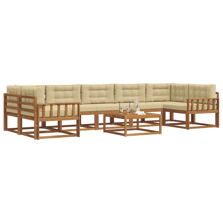 Ensemble de canapés d'extérieur 8 pcs Naturel et Beige - 3