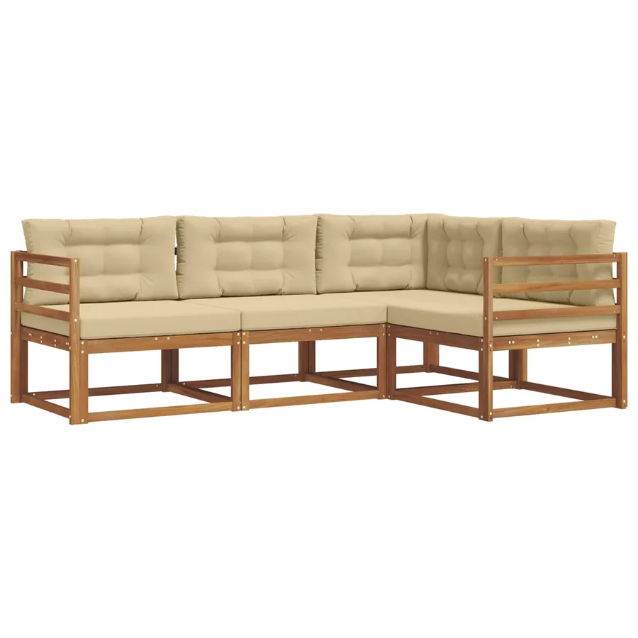 Ensemble de canapés d'extérieur 4 pcs Naturel et Beige - 2