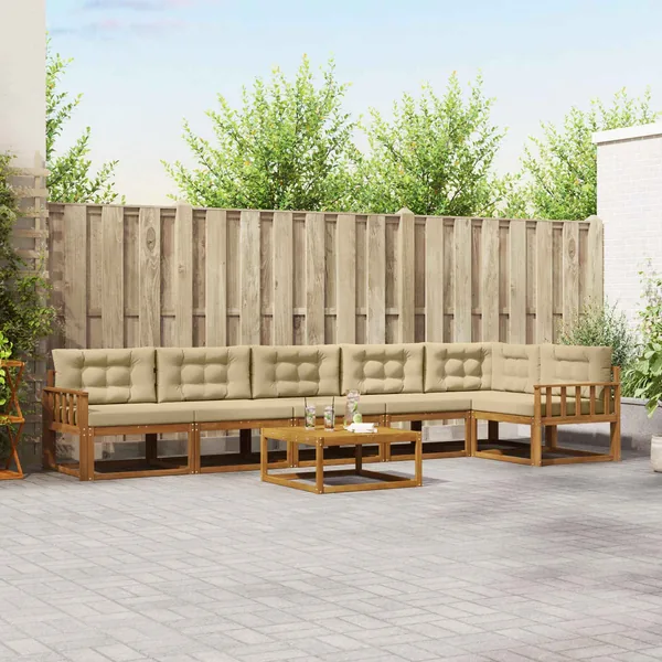Ensemble de canapés d'extérieur 7 pcs Naturel et Beige