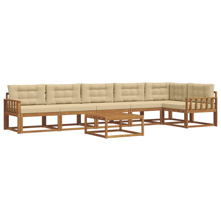 Ensemble de canapés d'extérieur 7 pcs Naturel et Beige - 2