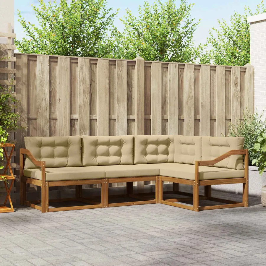Ensemble de canapés d'extérieur 4 pcs Naturel et Beige