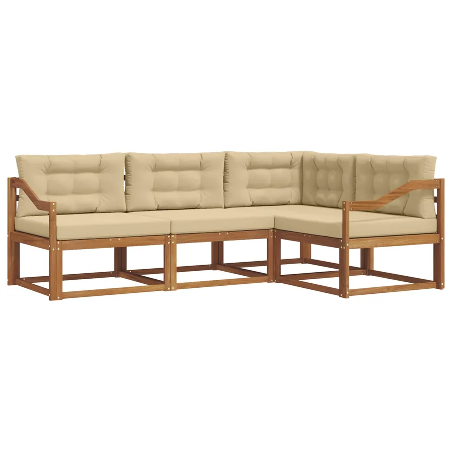 Ensemble de canapés d'extérieur 4 pcs Naturel et Beige - 2