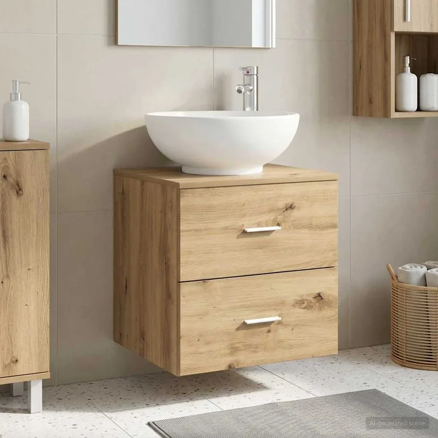 Vanité de lavabo mural Chêne artisanal 49,5 x 44,5 x 66,5 cm