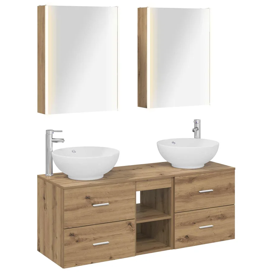 Ensemble de mobilier de salle de bain 5 pc Chêne artisanal - 2