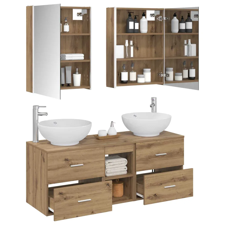 Ensemble de mobilier de salle de bain 5 pc Chêne artisanal - 3