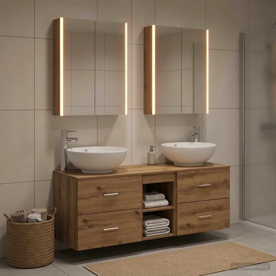 Ensemble de mobilier de salle de bain 5 pc Chêne artisanal - 4