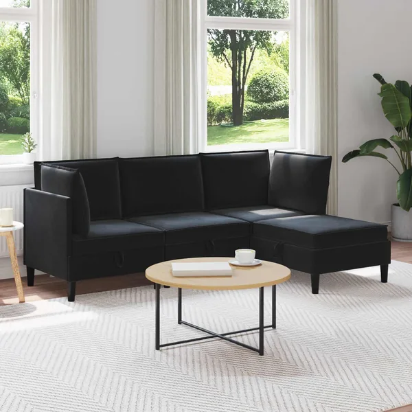 Ensemble de meubles pour le salon 4 pcs Noir Velours