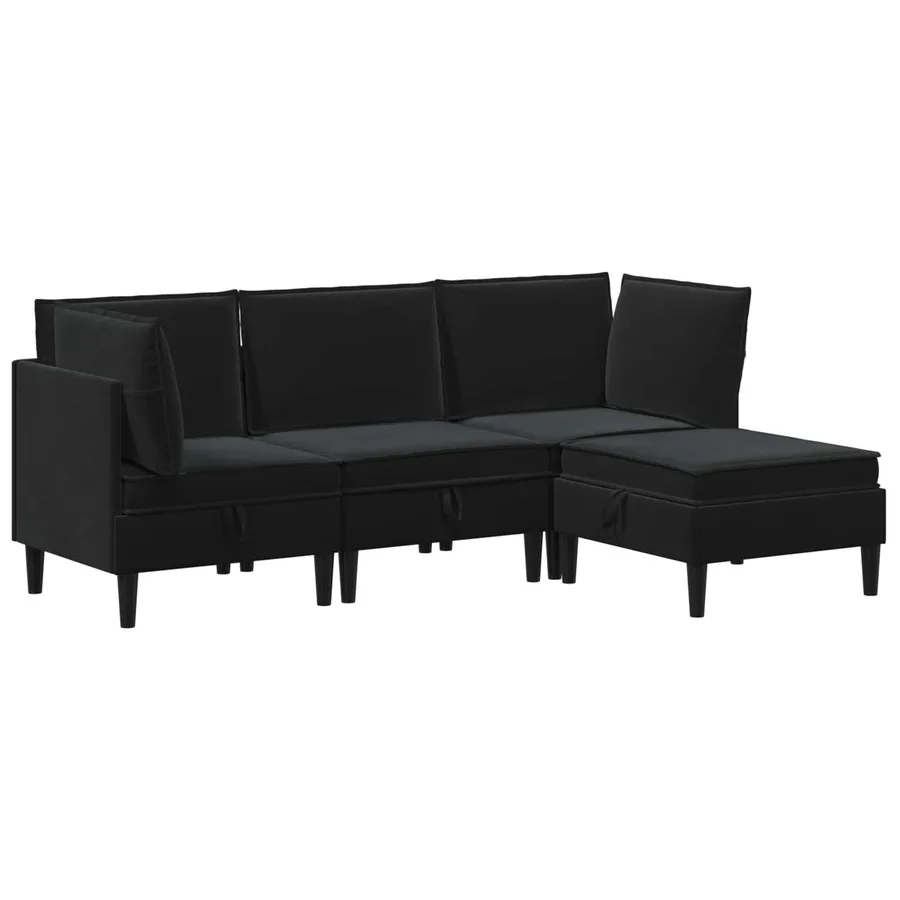 Ensemble de meubles pour le salon 4 pcs Noir Velours - 2