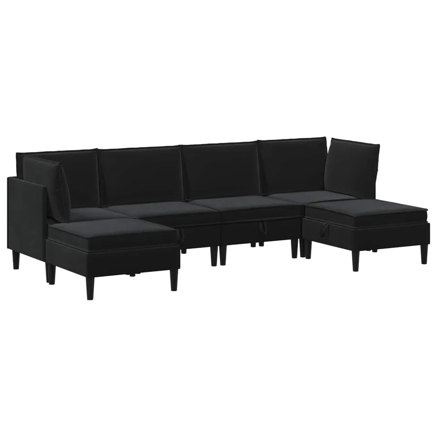 Ensemble de meubles pour le salon 6 pcs Noir Velours - 2
