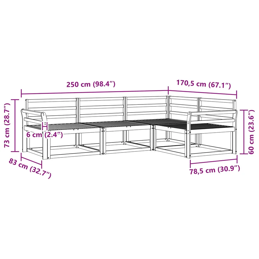 Ensemble de canapés d'extérieur 4 pcs Naturel - 7