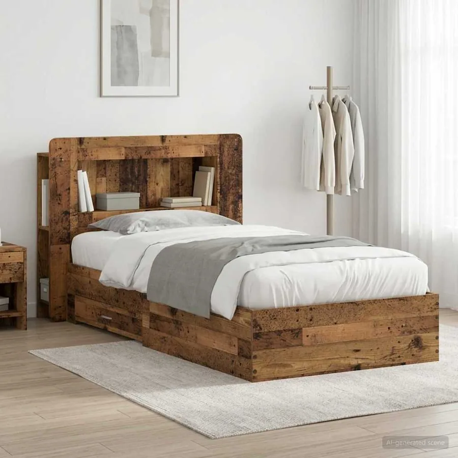 Cadre de lit avec rangement Bois ancien 100 x 200 cm