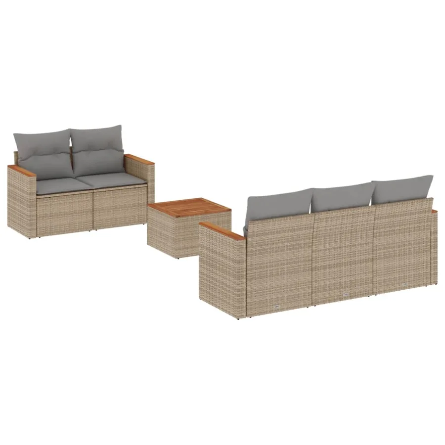 Salon de jardin avec coussins 6 pcs beige résine tressée - 2