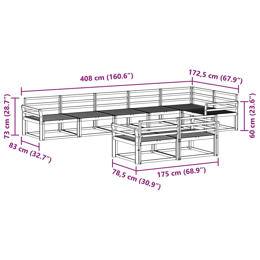 Ensemble de canapés d'extérieur 8 pc Naturel - 8