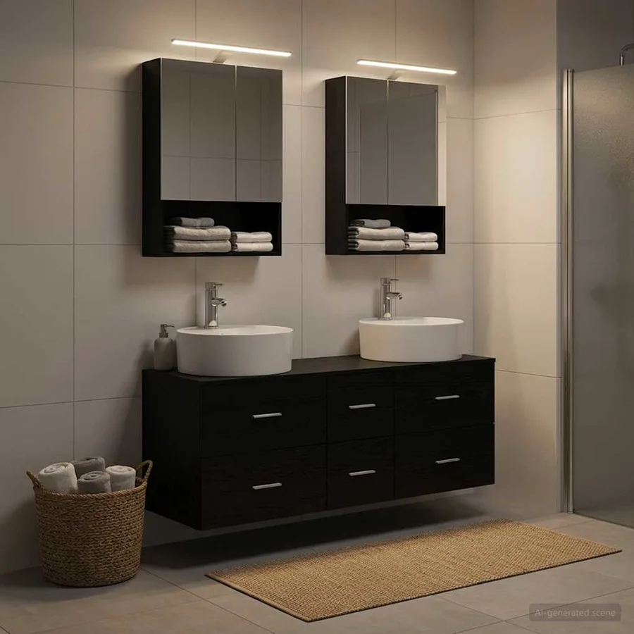 Ensemble de mobilier de salle de bain 5 pcs Chêne noir - 4