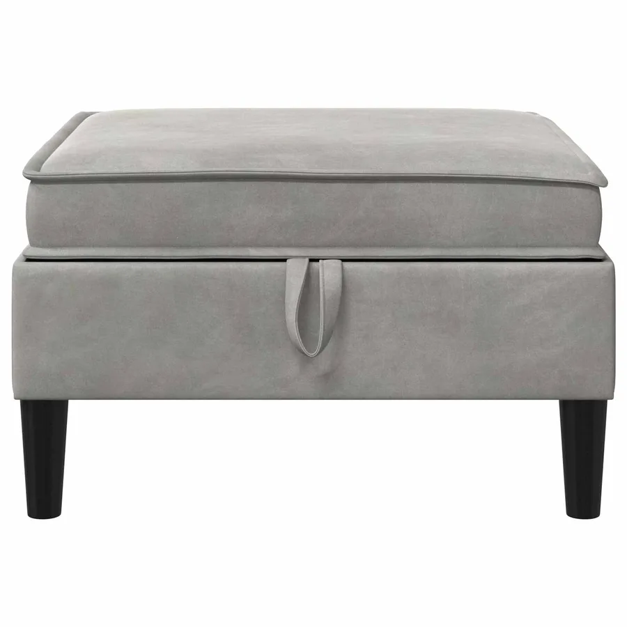 Pouf avec Rangement Gris clair Velours - 4