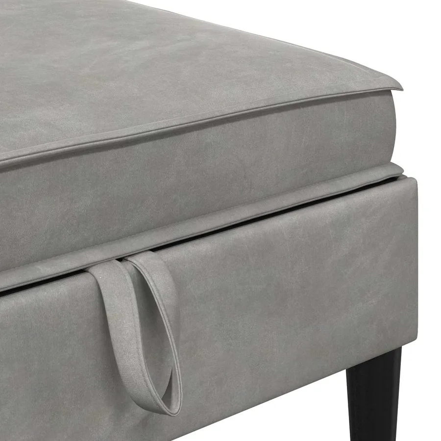Pouf avec Rangement Gris clair Velours - 7