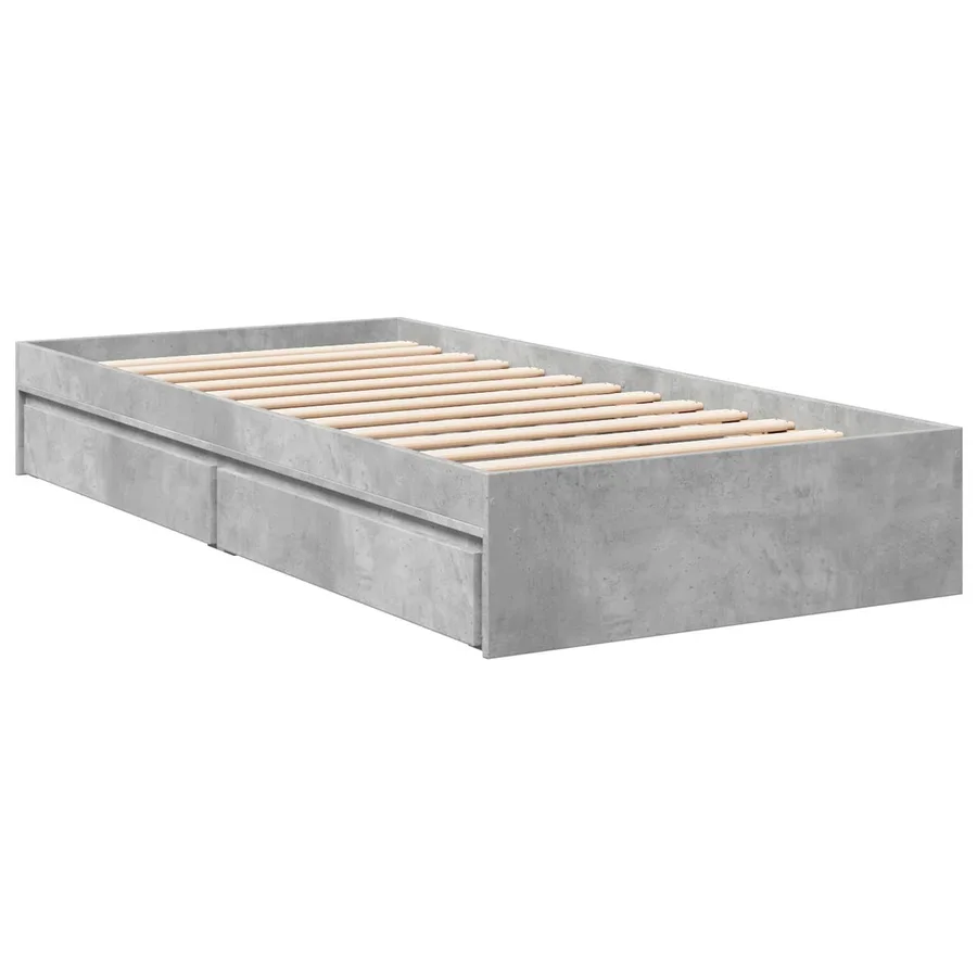 Cadre de lit avec rangement avec tiroir Gris béton 80 x 200 cm - 3