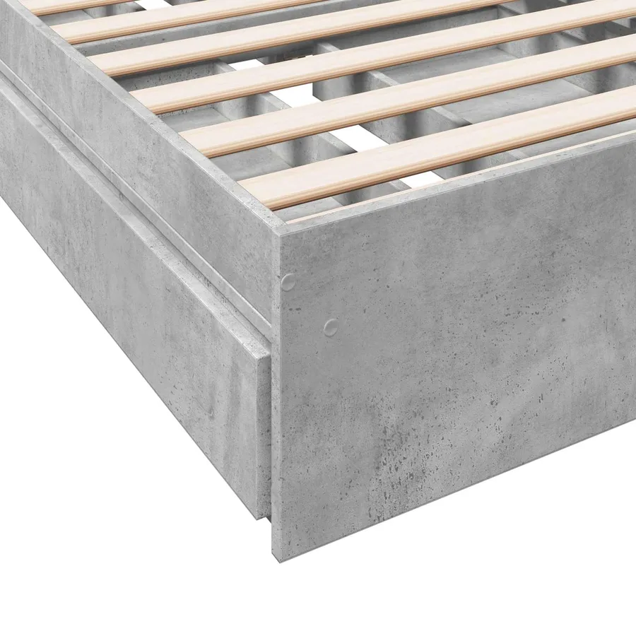 Cadre de lit avec rangement avec tiroir Gris béton 80 x 200 cm - 7