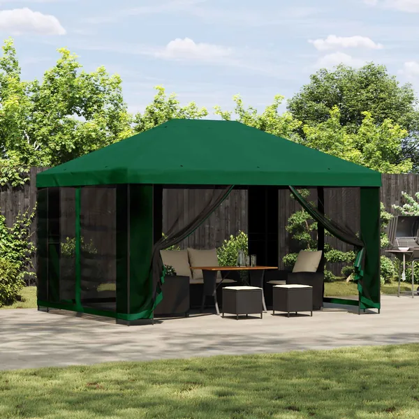 Abri de jardin avec parois 4 × 3 m Vert Polyester et Acier